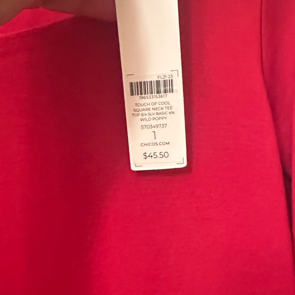 Chico's Bold Red Long Sleeve Tee Size 1 - Picture 5 of 8
